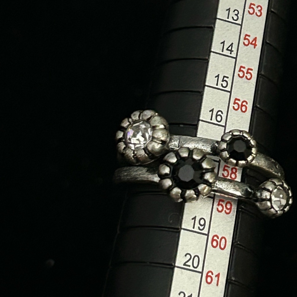 Double Stack Silver And Black Stone Ring - image 6